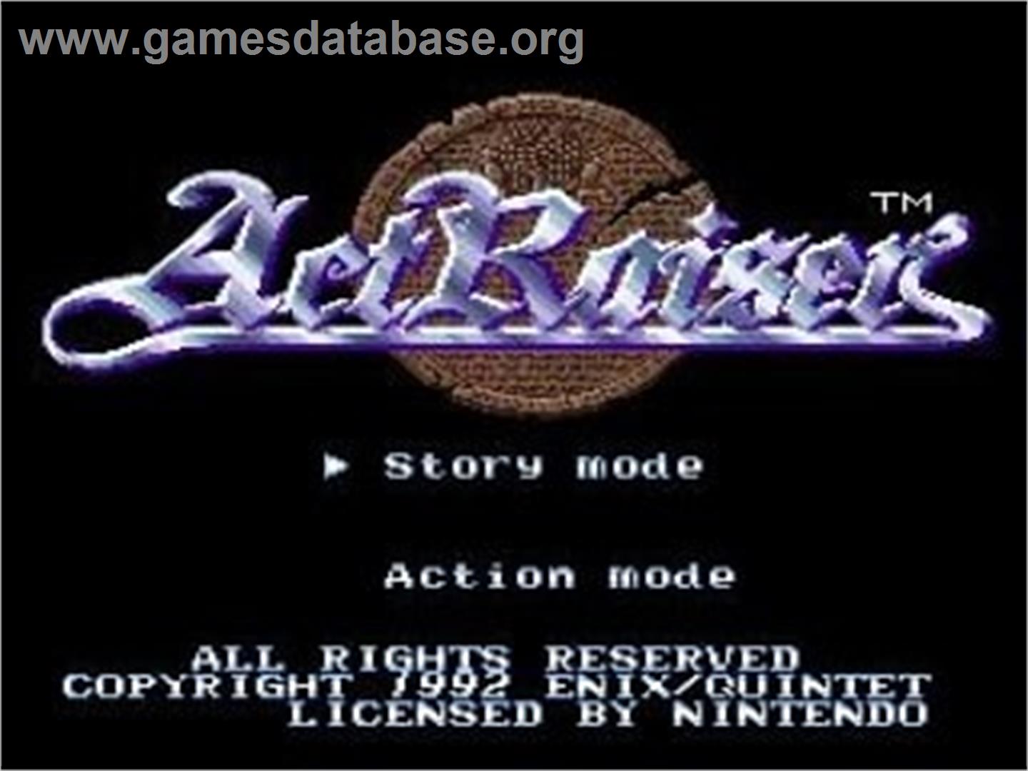Actraiser (SNES) - Nintendo Wii - Artwork - Title Screen