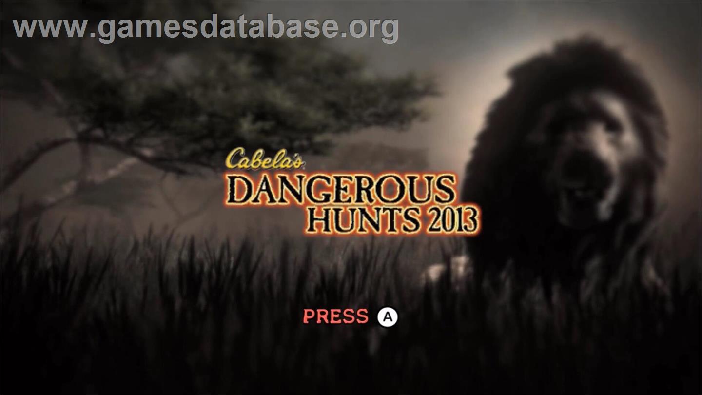Cabela's Dangerous Hunts 2013 - Nintendo Wii - Artwork - Title Screen