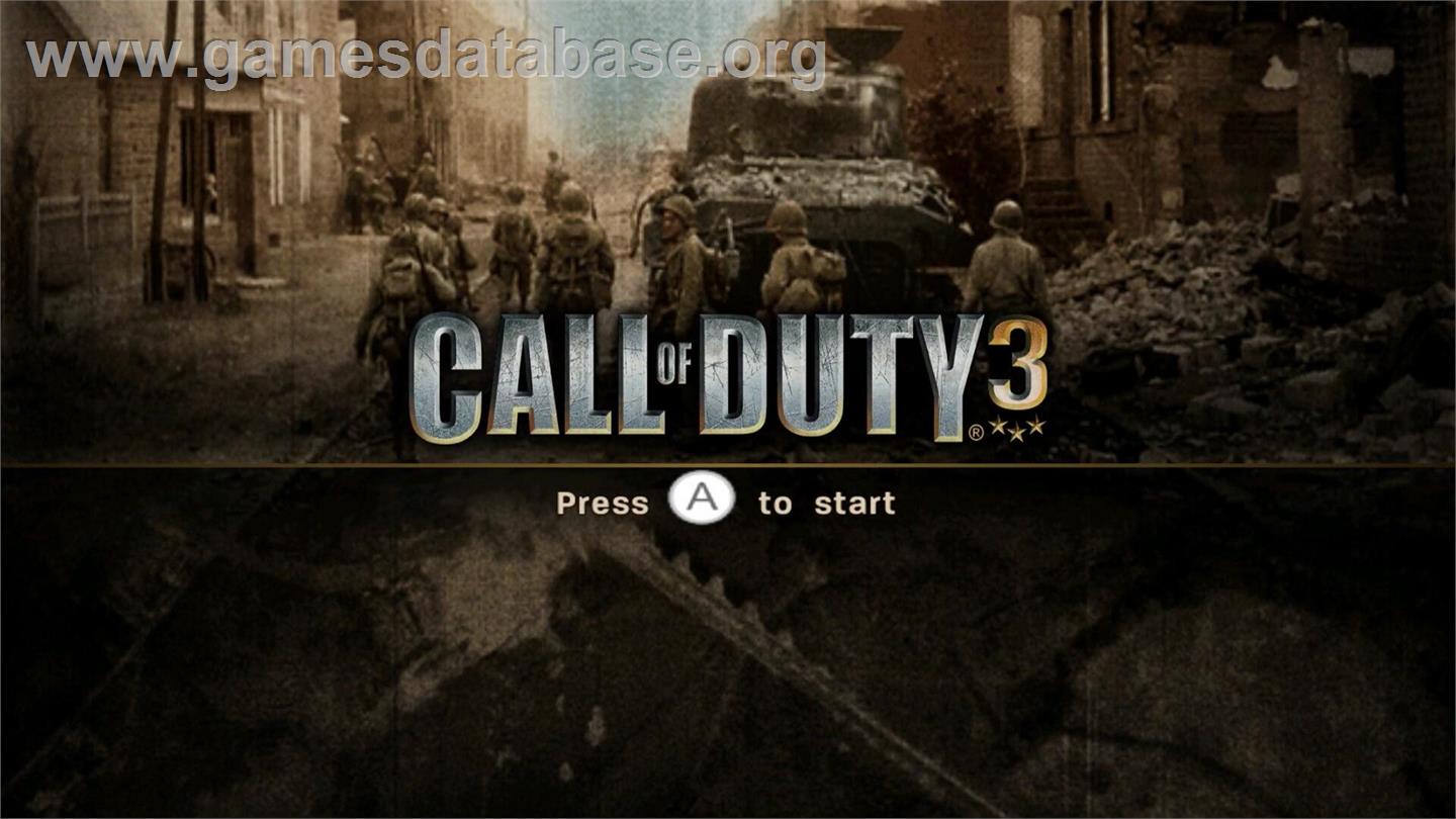 Call Of Duty 3 - En Marche Vers Paris - Nintendo Wii - Artwork - Title Screen