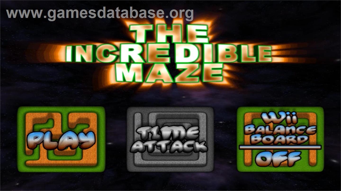 Incredible Maze, The - Nintendo Wii - Artwork - Title Screen