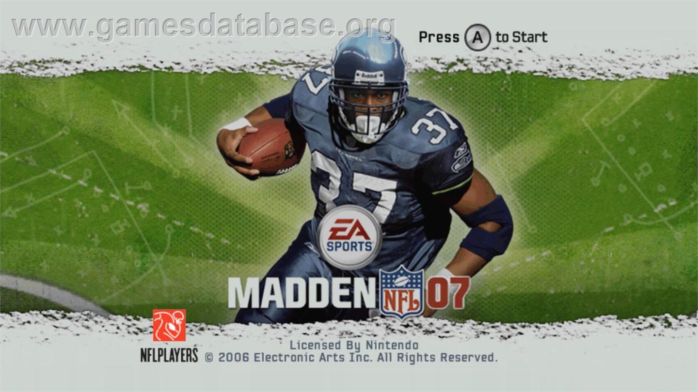 Madden Nfl 07 - Nintendo Wii - Artwork - Title Screen