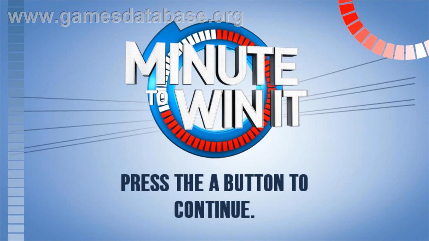 Minute to Win It - Nintendo Wii - Artwork - Title Screen