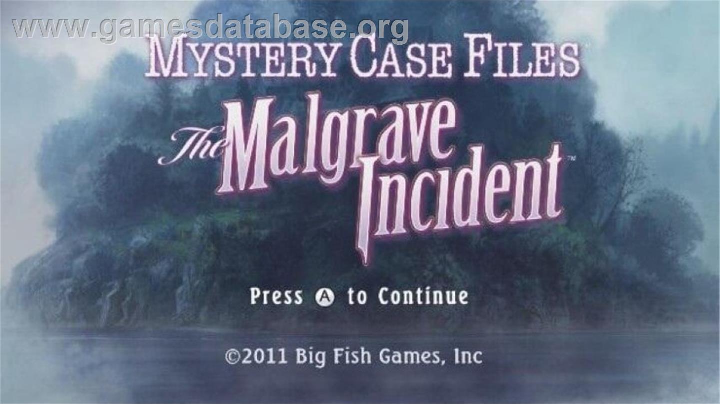 Mystery Case Files - The Malgrave Incident - Nintendo Wii - Artwork - Title Screen
