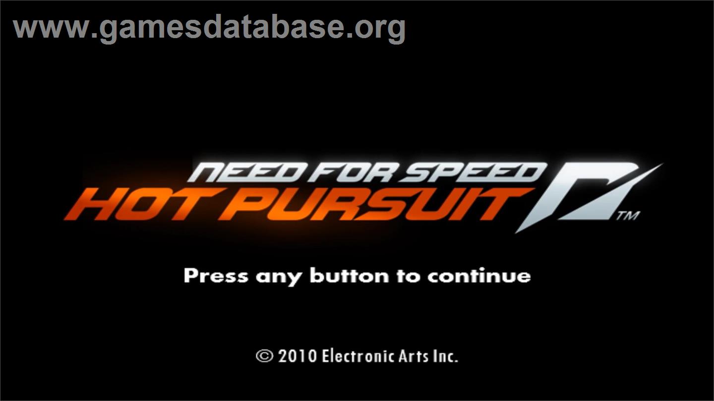 Need For Speed - Hot Pursuit - Nintendo Wii - Artwork - Title Screen