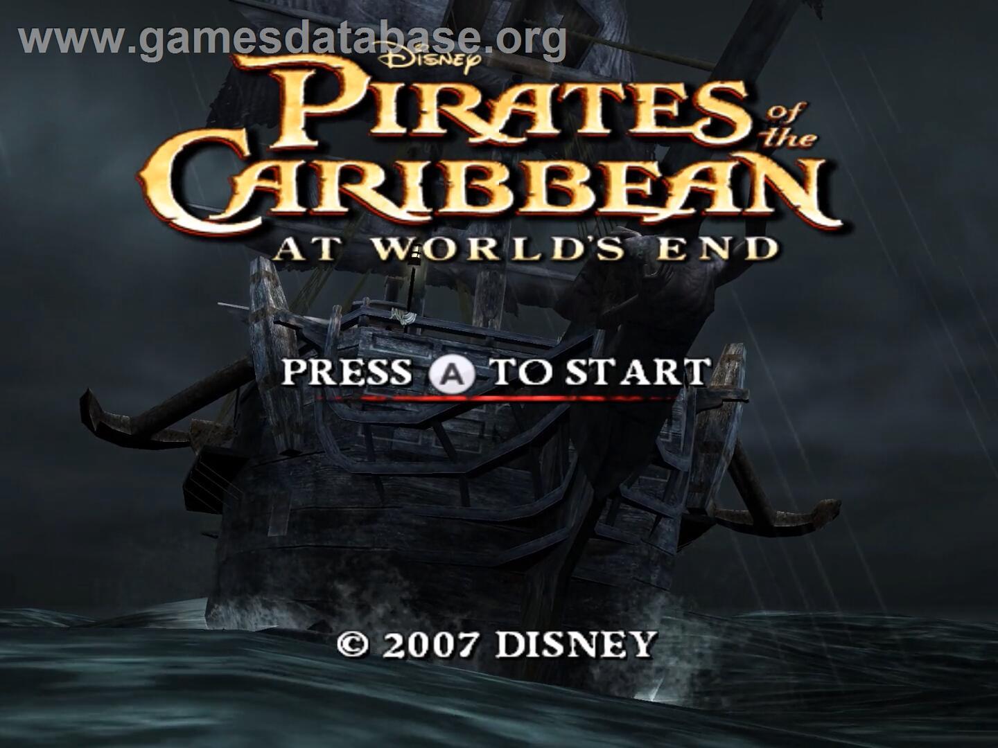 Pirates Des Caraïbes - Jusqu'au Bout Du Monde - Nintendo Wii - Artwork - Title Screen