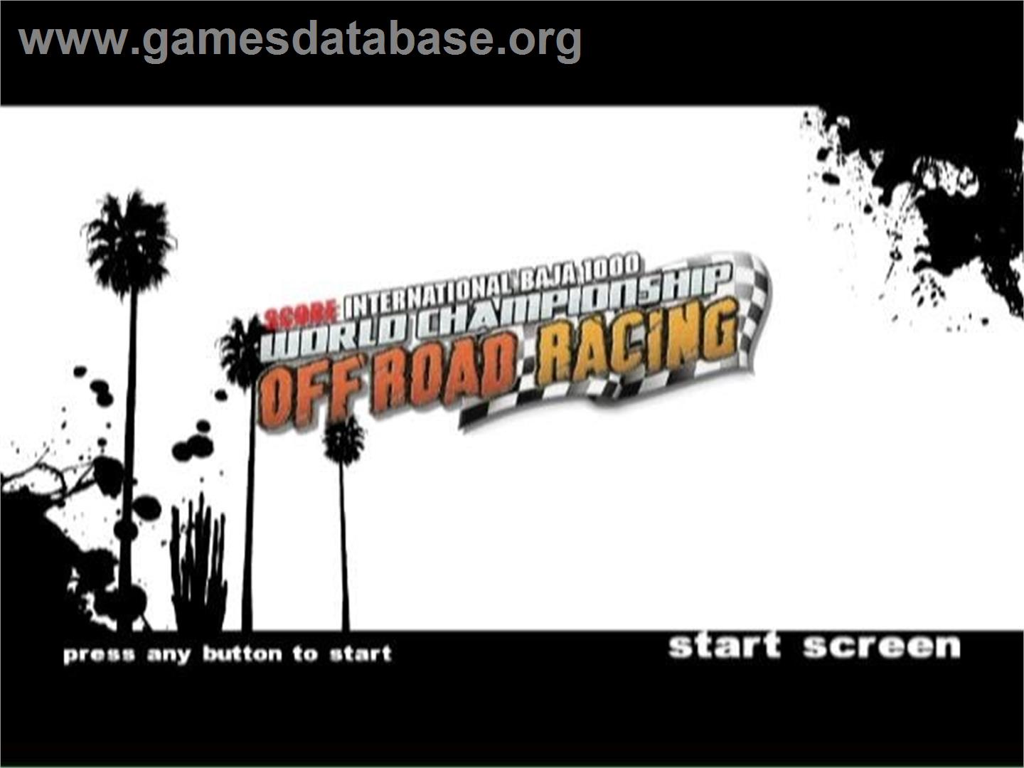 Score International Baja 1000 World Championship Off Road Racing - Nintendo Wii - Artwork - Title Screen