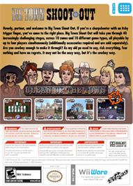 Box back cover for Big Town Shoot Out on the Nintendo WiiWare.