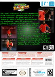 Box back cover for Doc Louiss Punch Out on the Nintendo WiiWare.