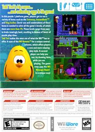 Box back cover for Toki Tori on the Nintendo WiiWare.