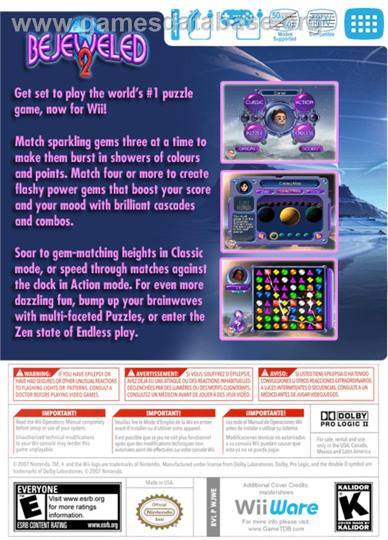 Bejeweled 2 - Nintendo WiiWare - Artwork - Box Back