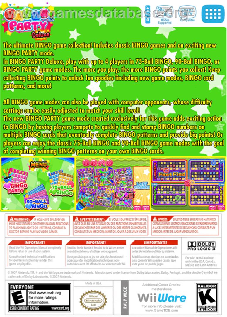 Bingo Party Deluxe - Nintendo WiiWare - Artwork - Box Back