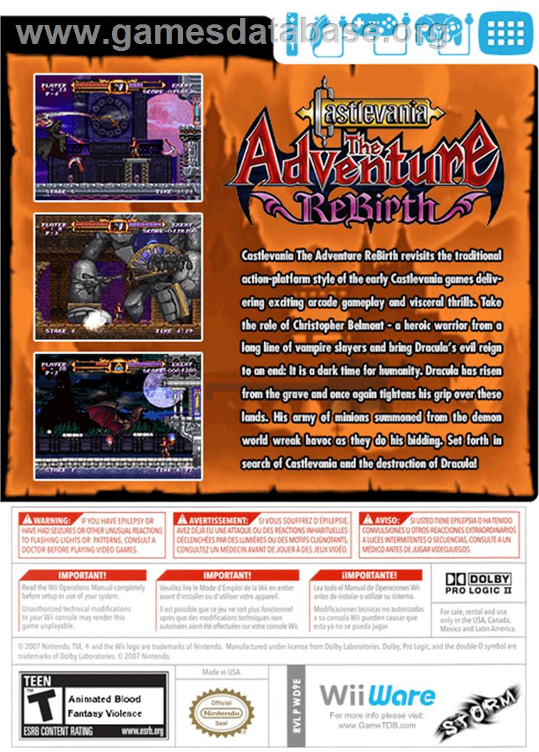 Castlevania - The Adventure ReBirth - Nintendo WiiWare - Artwork - Box Back