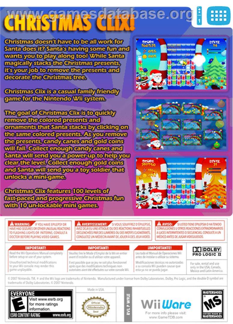 Christmas Clix - Nintendo WiiWare - Artwork - Box Back
