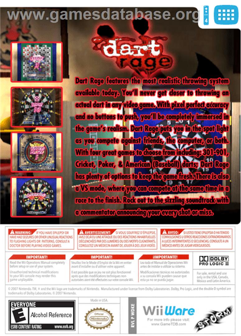 Dart Rage - Nintendo WiiWare - Artwork - Box Back