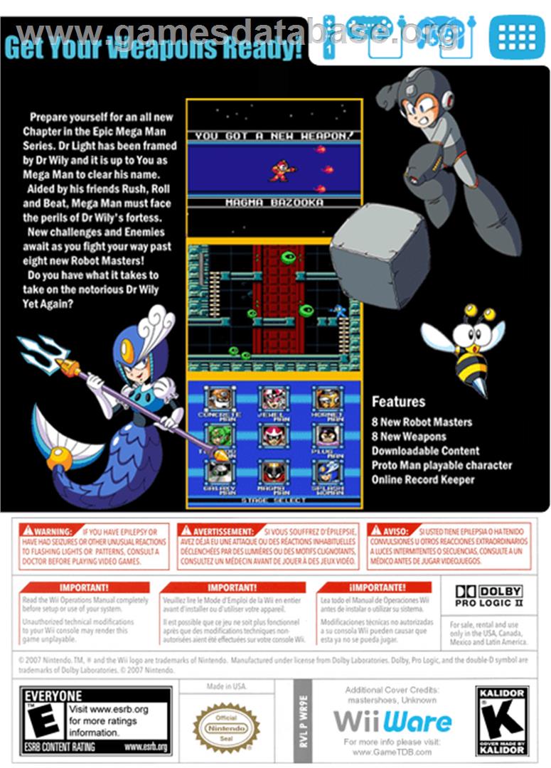 Mega Man 9 - Nintendo WiiWare - Artwork - Box Back