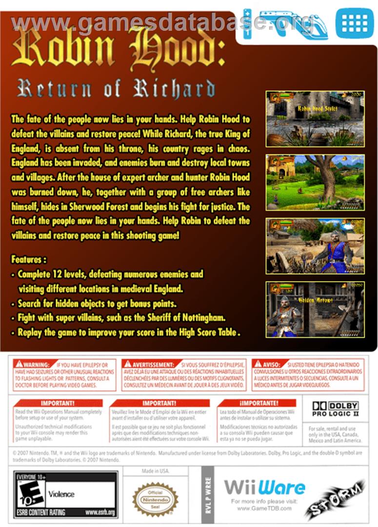 Robin Hood - The Return of Richard - Nintendo WiiWare - Artwork - Box Back