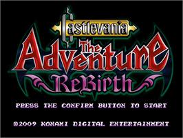 Title screen of Castlevania - The Adventure ReBirth on the Nintendo WiiWare.