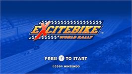 Title screen of Excitebike - World Rally on the Nintendo WiiWare.