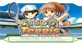 Title screen of Family Tennis on the Nintendo WiiWare.