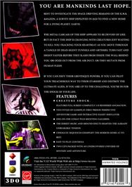 Box back cover for Creature Shock on the Panasonic 3DO.