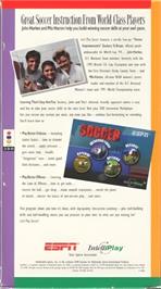 Box back cover for ESPN Let's Play Soccer with John Harkes and Mia Hamm on the Panasonic 3DO.