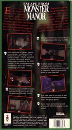 Box back cover for Escape From Monster Manor on the Panasonic 3DO.