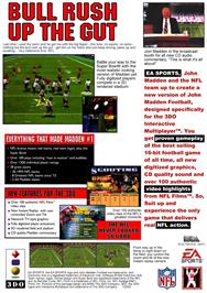Box back cover for John Madden Football on the Panasonic 3DO.