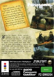 Box back cover for Myst on the Panasonic 3DO.
