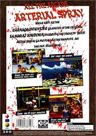 Box back cover for Samurai Shodown on the Panasonic 3DO.