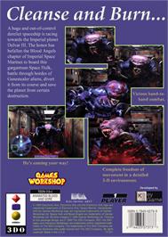 Box back cover for Space Hulk: Vengeance of the Blood Angels on the Panasonic 3DO.