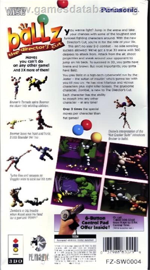 Ballz - The Director's Cut - Panasonic 3DO - Artwork - Box Back