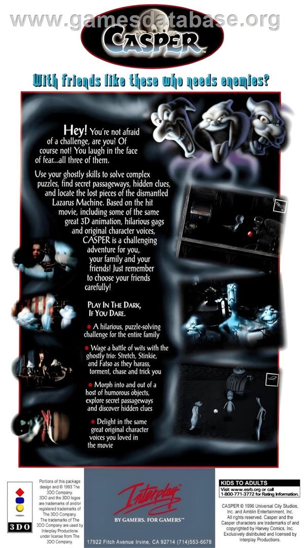 Casper - Panasonic 3DO - Artwork - Box Back