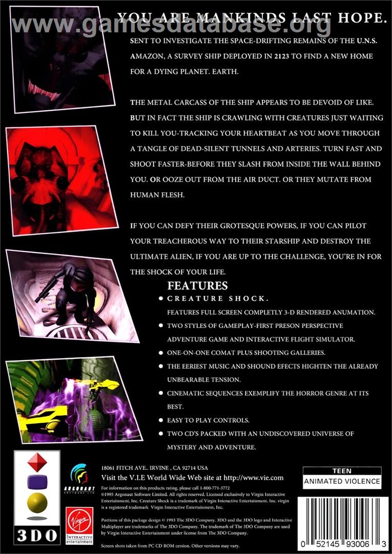 Creature Shock - Panasonic 3DO - Artwork - Box Back
