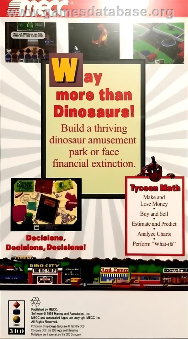 Dinopark Tycoon - Panasonic 3DO - Artwork - Box Back