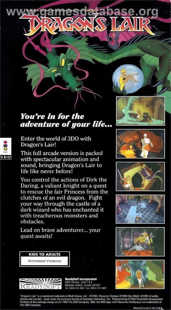 Dragon's Lair - Panasonic 3DO - Artwork - Box Back