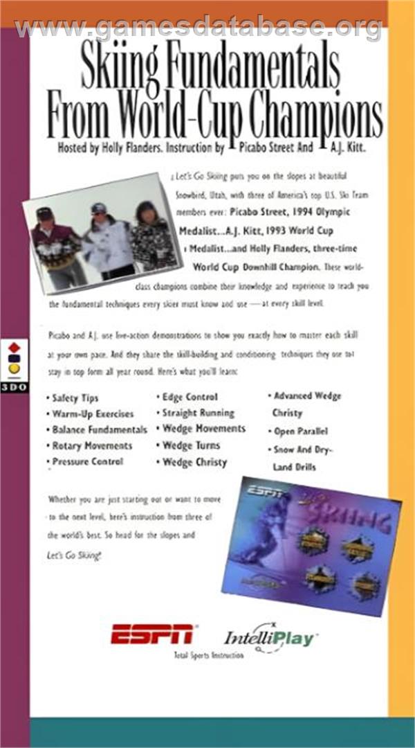 Espn - Let's Go Skiing - Panasonic 3DO - Artwork - Box Back
