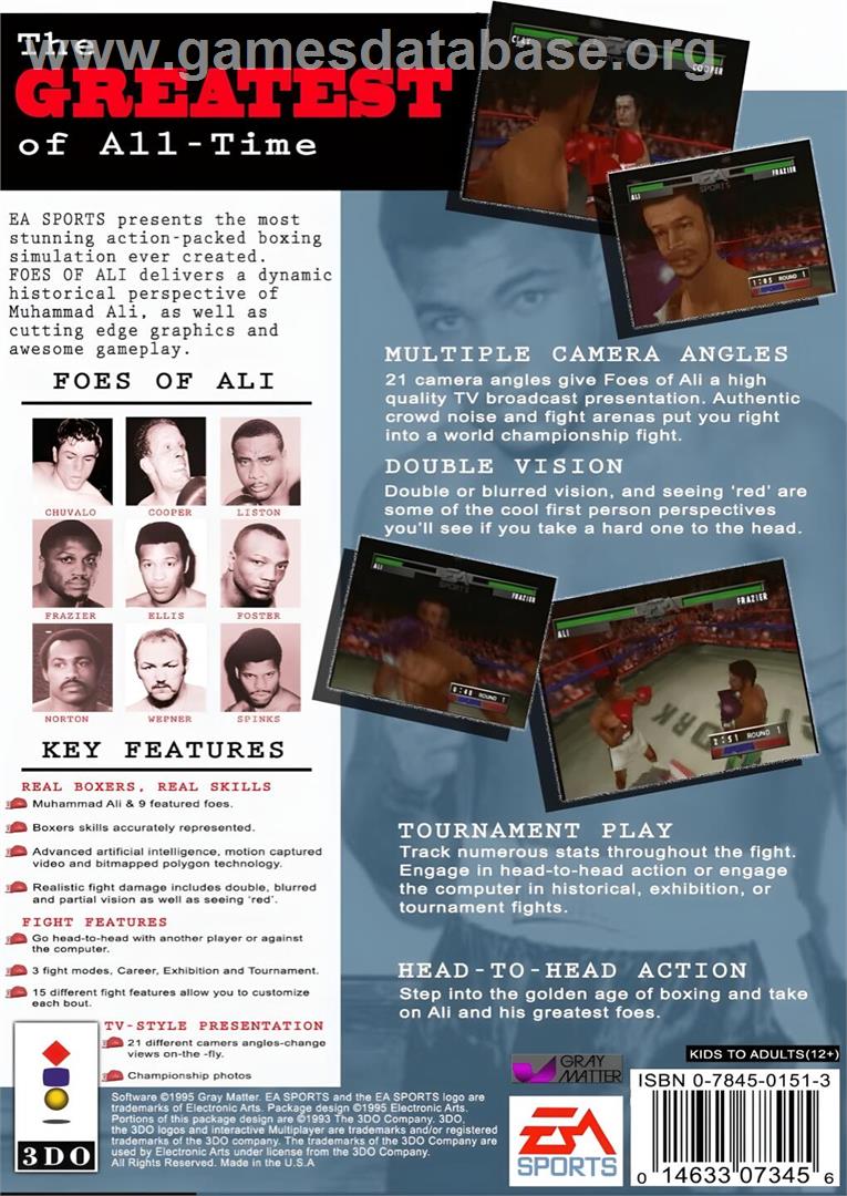 Foes Of Ali - Panasonic 3DO - Artwork - Box Back