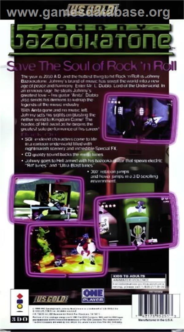 Johnny Bazookatone - Panasonic 3DO - Artwork - Box Back