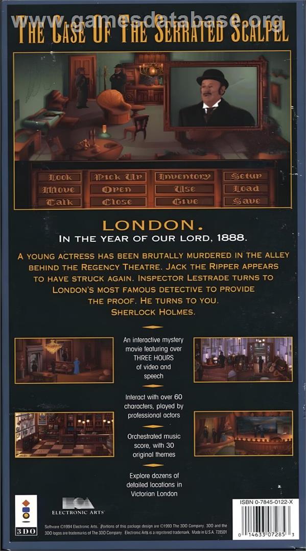 Lost Files Of Sherlock Holmes, The - Panasonic 3DO - Artwork - Box Back