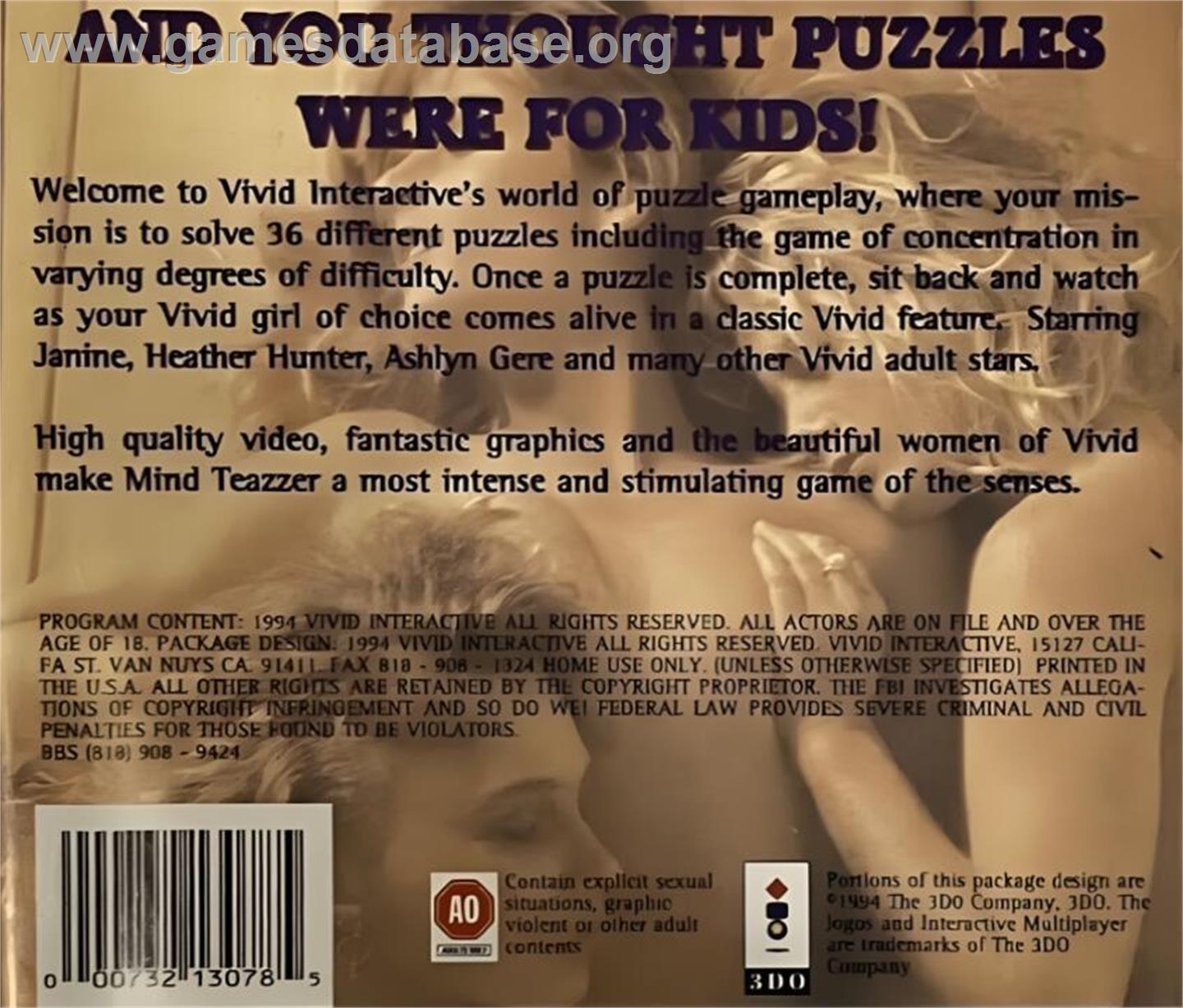 Mind Teazzer - Panasonic 3DO - Artwork - Box Back