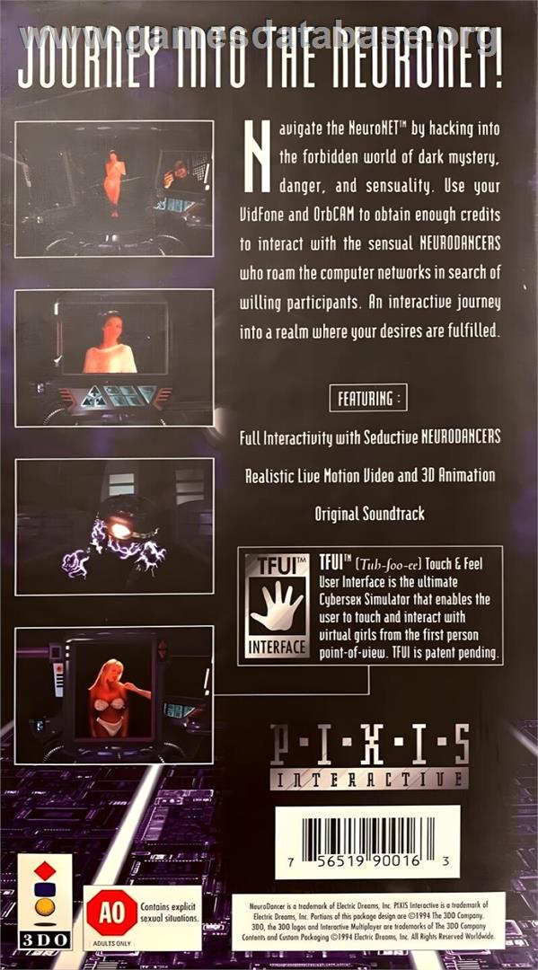 NeuroDancer - Panasonic 3DO - Artwork - Box Back