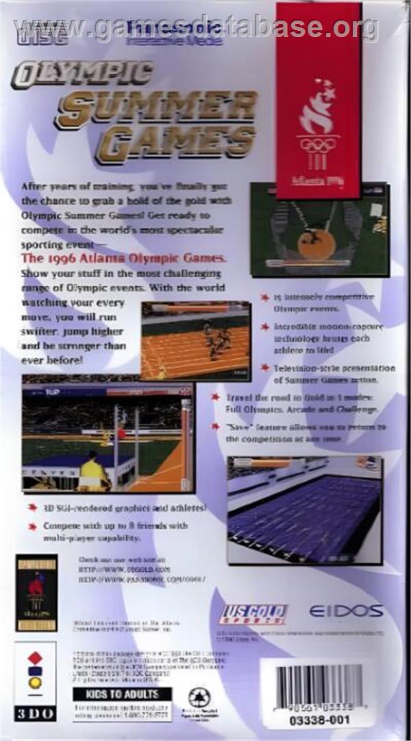 Olympic Summer Games - Atlanta 96 - Panasonic 3DO - Artwork - Box Back