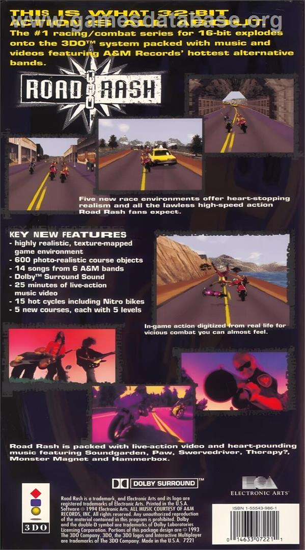 Road Rash - Panasonic 3DO - Artwork - Box Back