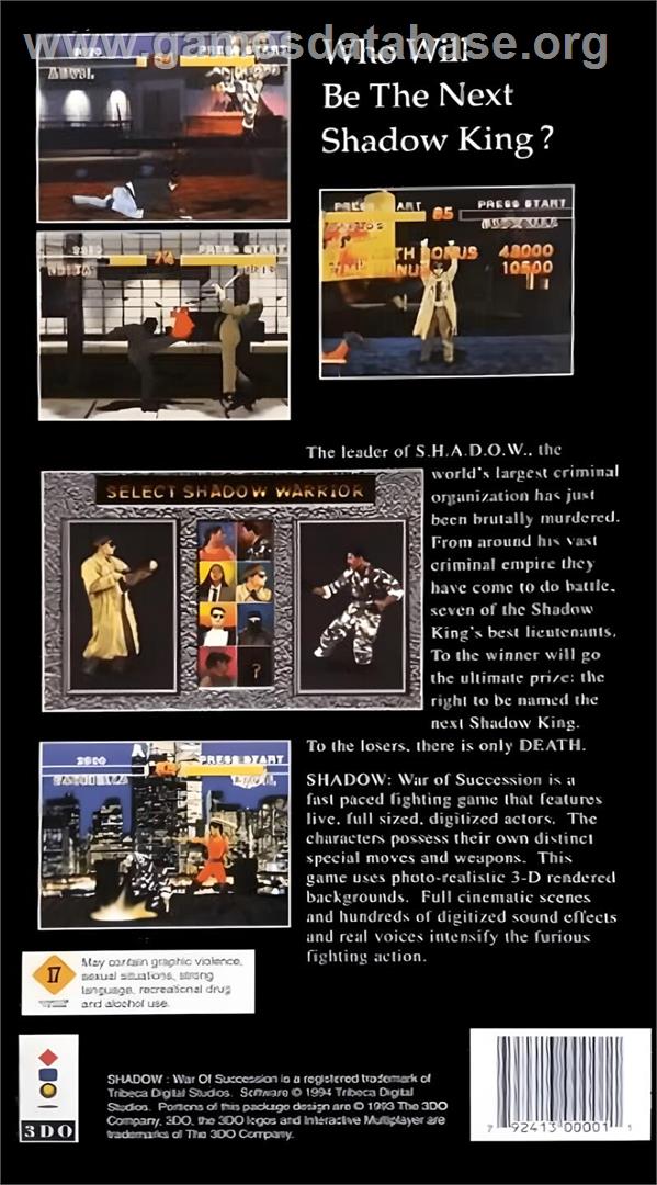 Shadow - War Of Succession - Panasonic 3DO - Artwork - Box Back