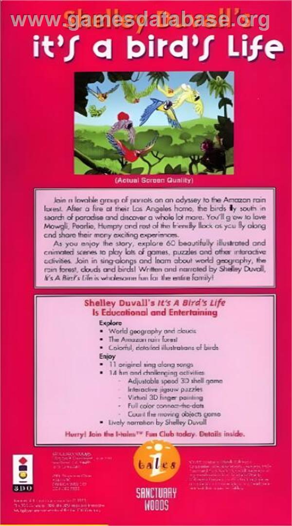 Shelley Duvall's It's A Bird's Life - Panasonic 3DO - Artwork - Box Back