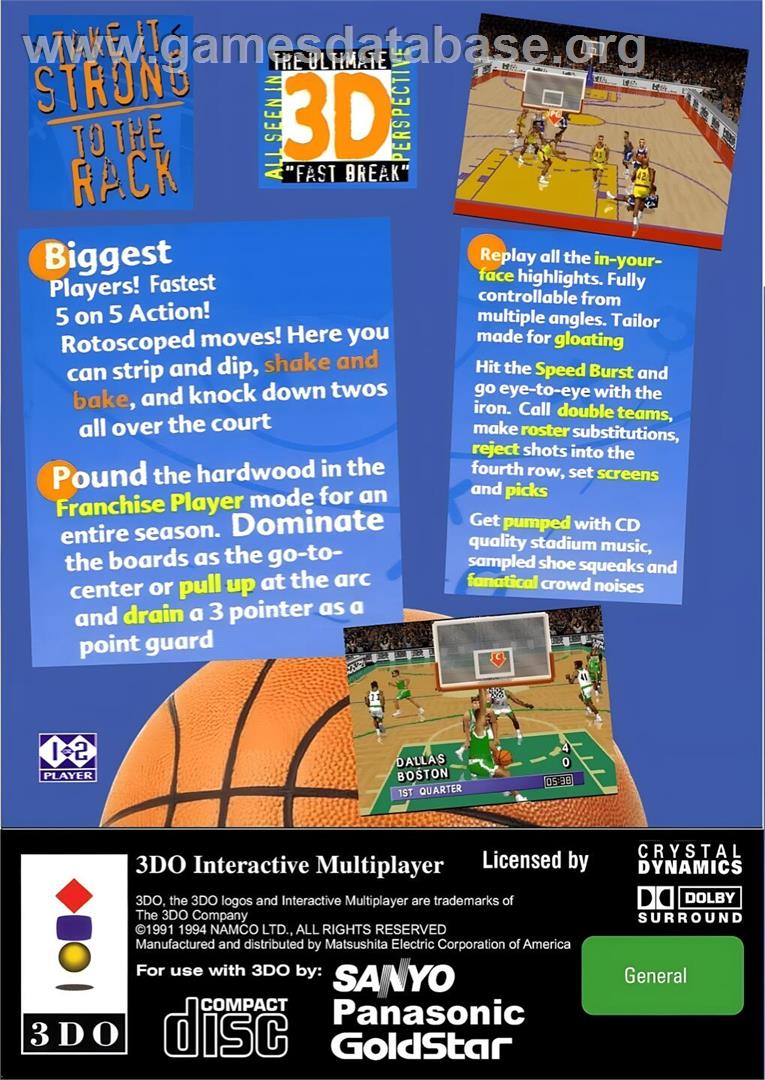 Slam 'n Jam '95 - Panasonic 3DO - Artwork - Box Back