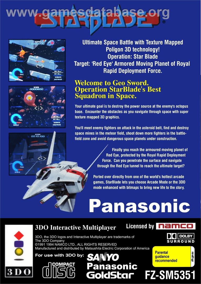 Starblade - Panasonic 3DO - Artwork - Box Back