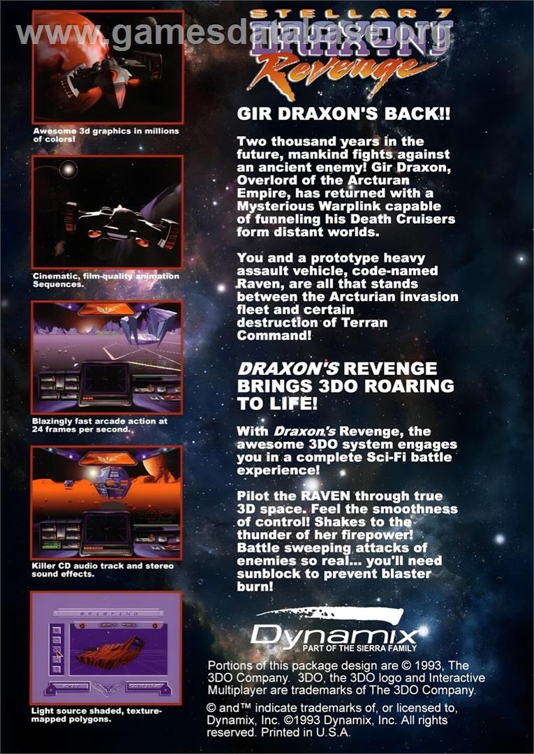 Stellar 7 - Draxon's Revenge - Panasonic 3DO - Artwork - Box Back