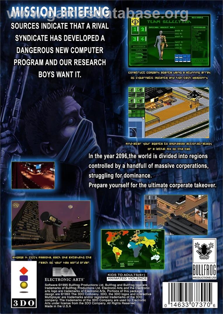 Syndicate - Panasonic 3DO - Artwork - Box Back
