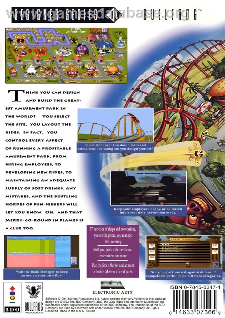 Theme Park - Panasonic 3DO - Artwork - Box Back